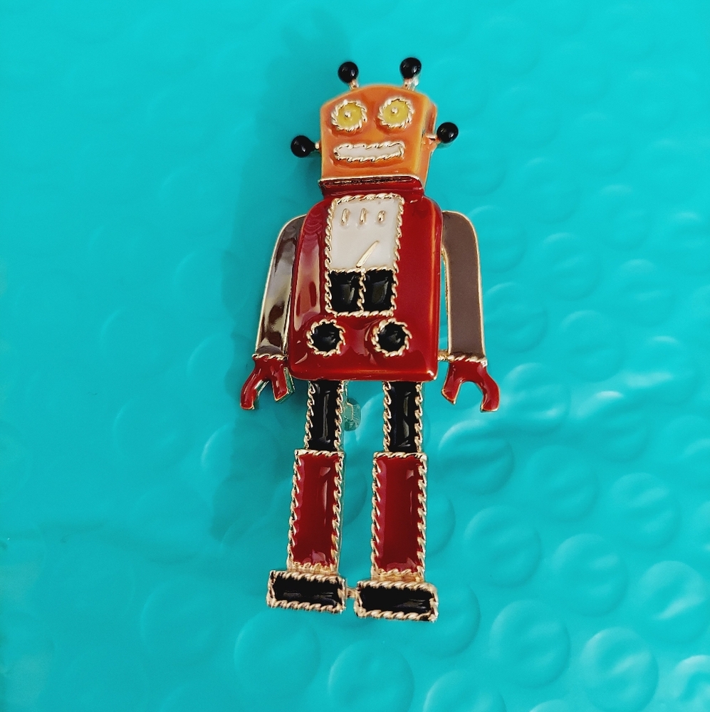 Robot enamel pin brooch Retro Vintage Style